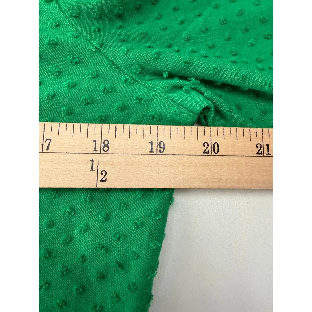 J.Crew Green Dot V-Neck Lined‎ Blouse Smocked Cuff Womens Size Medium NEW